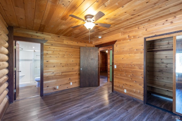 unfurnished bedroom featuring wooden ceiling and wood finished floors