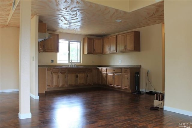 kitchen featuring dark hardwood / wood-style floors and sink