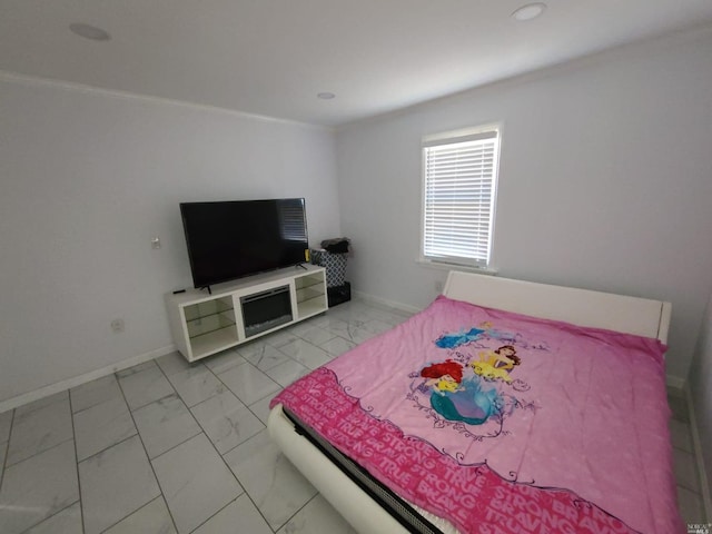 bedroom featuring light tile flooring