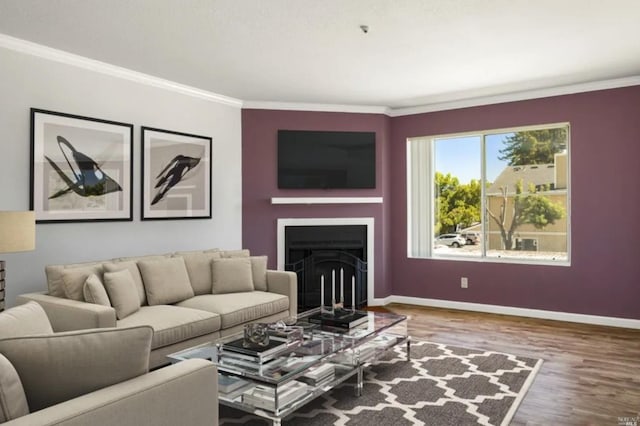 2010 Pioneer Way, Santa Rosa, CA 95403 - living room featuring crown molding and dark hardwood / wood-style floors
