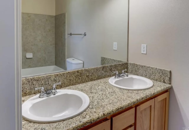 3751 Sebastopol Rd, Santa Rosa, CA 95407 - bathroom with double sink, oversized vanity, and toilet