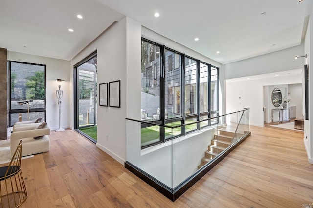 hall featuring light hardwood / wood-style flooring