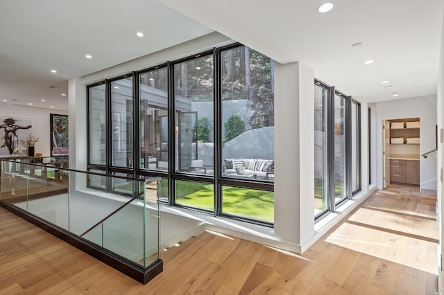 interior space with light hardwood / wood-style floors