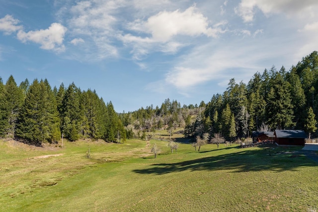 31650 Sherwood Rd, Willits, CA 95490 - exterior space with a lawn and a wooded view
