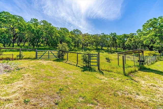 view of yard with a rural view