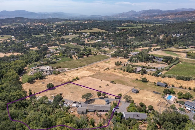 aerial view with a mountain view