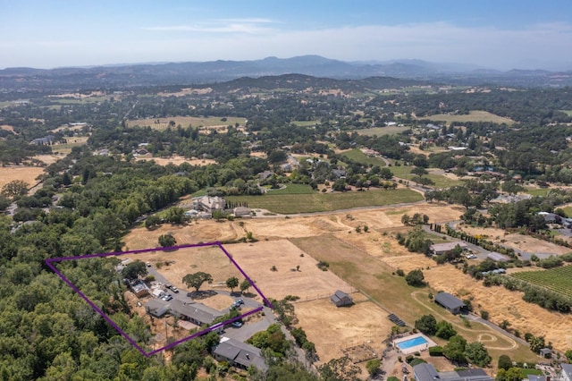 aerial view with a mountain view