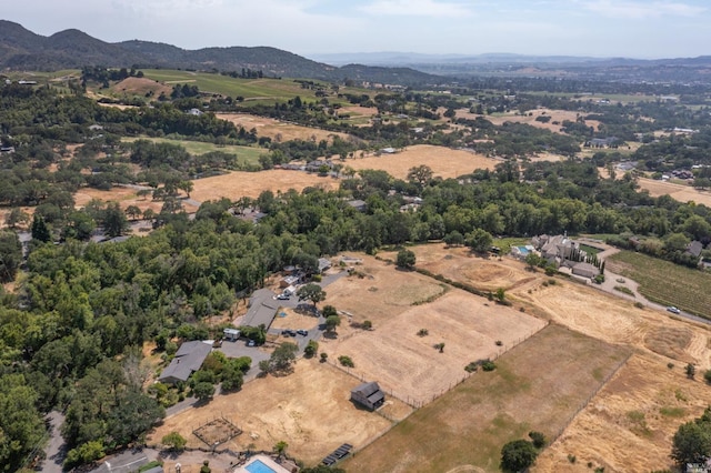 birds eye view of property with a mountain view