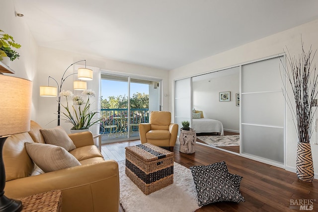 living room with hardwood / wood-style flooring