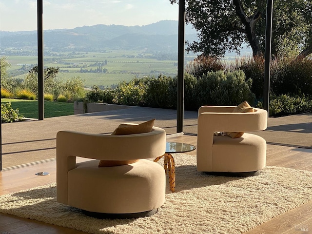 interior space featuring a mountain view