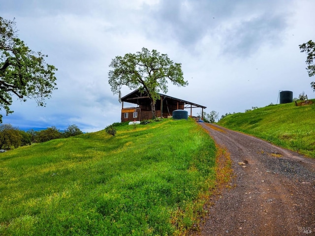 exterior space with an outbuilding