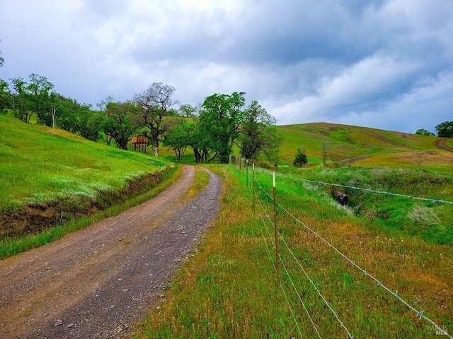 view of road featuring a rural view