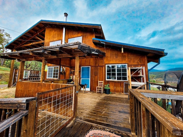 deck featuring a mountain view