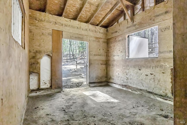 misc room with lofted ceiling