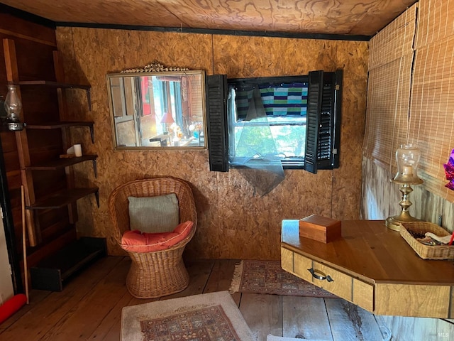 bathroom with hardwood / wood-style flooring