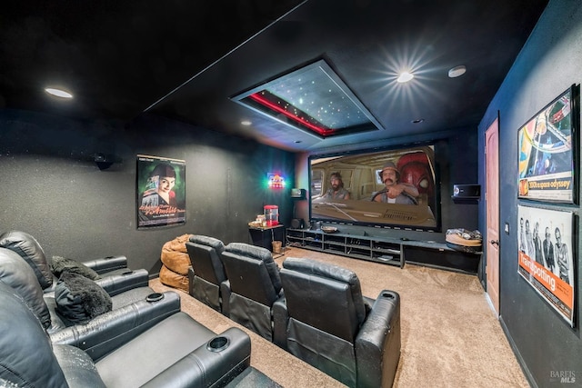 view of carpeted cinema room