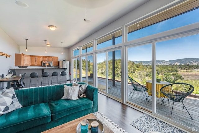 living room with hardwood / wood-style flooring