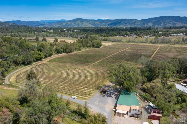 aerial view with a mountain view and a rural view