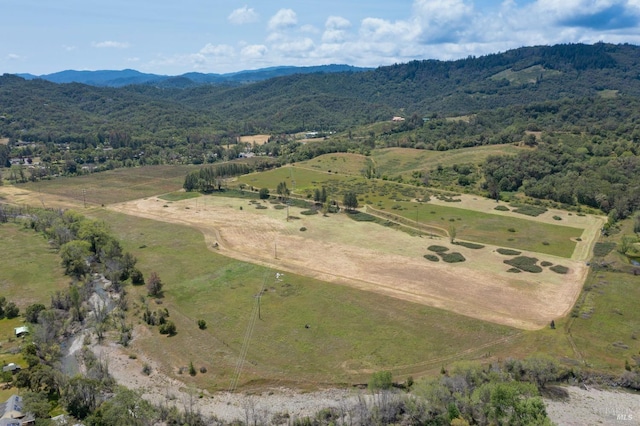 aerial view with a mountain view and a rural view