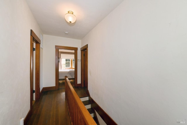 hall with dark hardwood / wood-style flooring