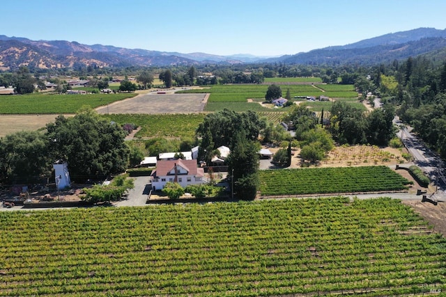 aerial view with a mountain view and a rural view