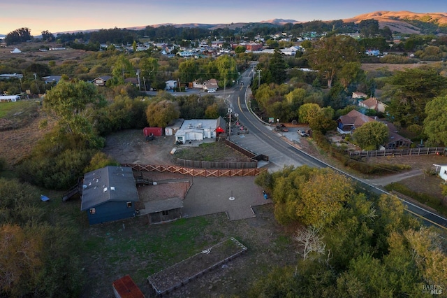 view of aerial view at dusk