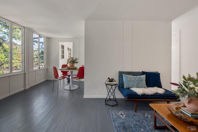 sitting room featuring dark hardwood / wood-style floors