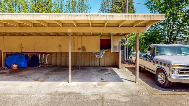 view of covered parking lot