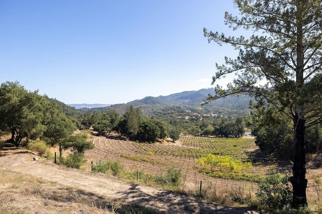 view of mountain feature with a rural view