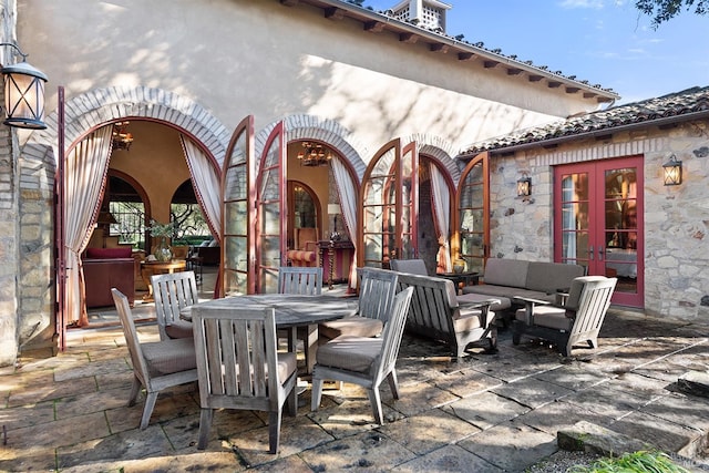 view of patio / terrace featuring french doors