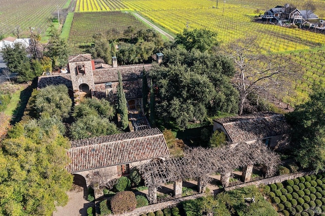 aerial view with a rural view