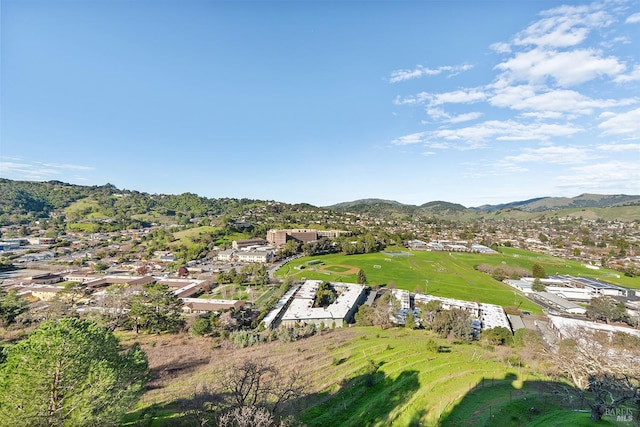 bird's eye view featuring a mountain view