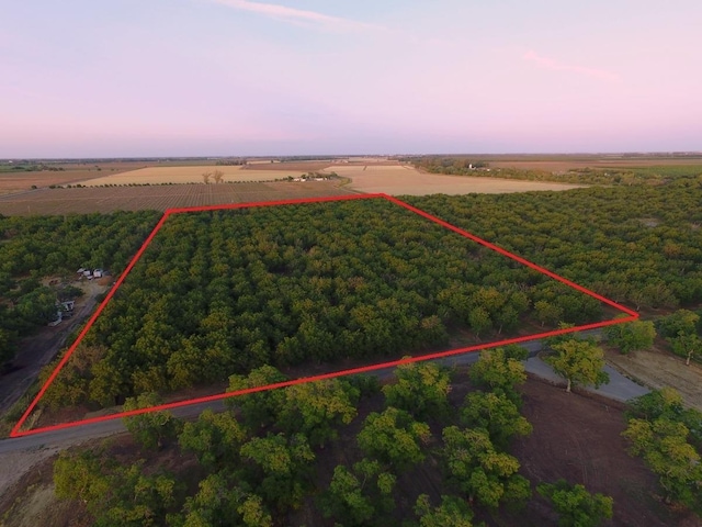 aerial view at dusk with a rural view