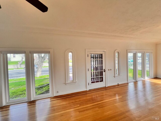 doorway to outside with light hardwood / wood-style floors and a wealth of natural light