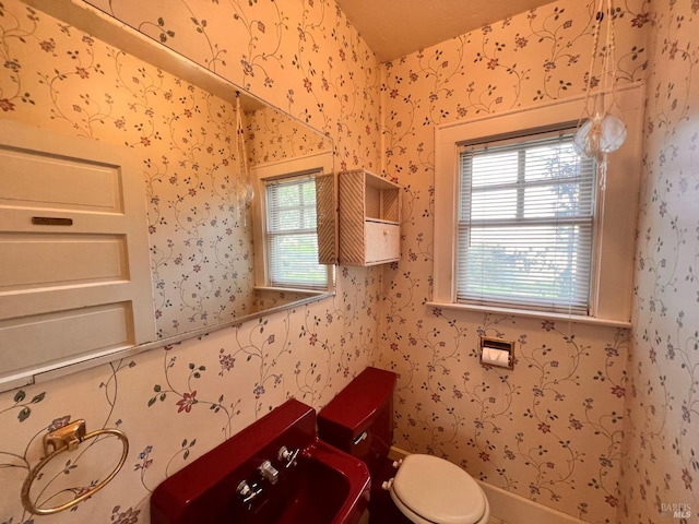 bathroom with toilet and a healthy amount of sunlight