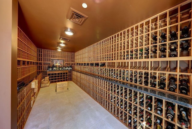 wine cellar with light tile floors