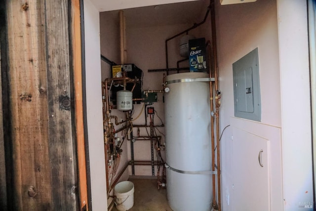 utility room with water heater