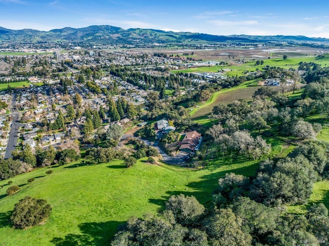 drone / aerial view with a mountain view