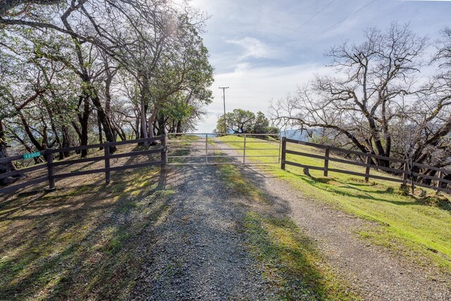 view of road with a rural view