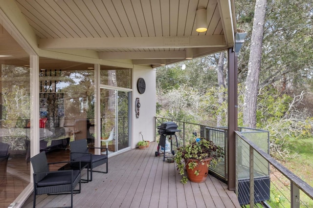 deck featuring area for grilling