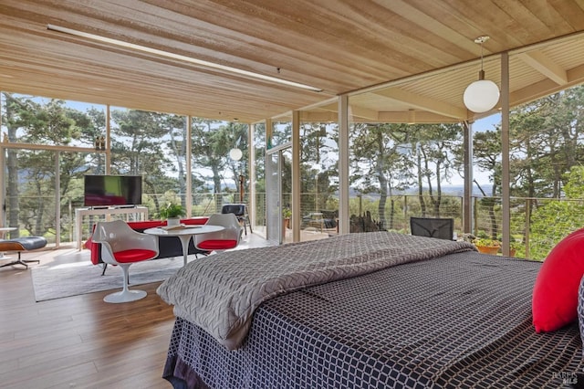 sunroom / solarium with wooden ceiling