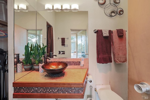 bathroom featuring a wealth of natural light and vanity