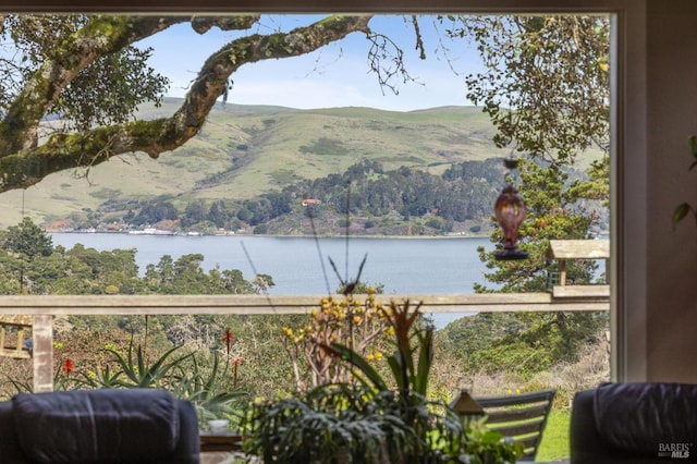 property view of water featuring a mountain view