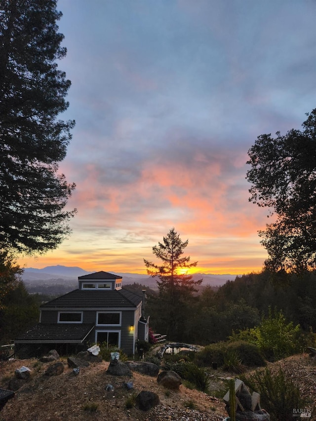 exterior space with a mountain view