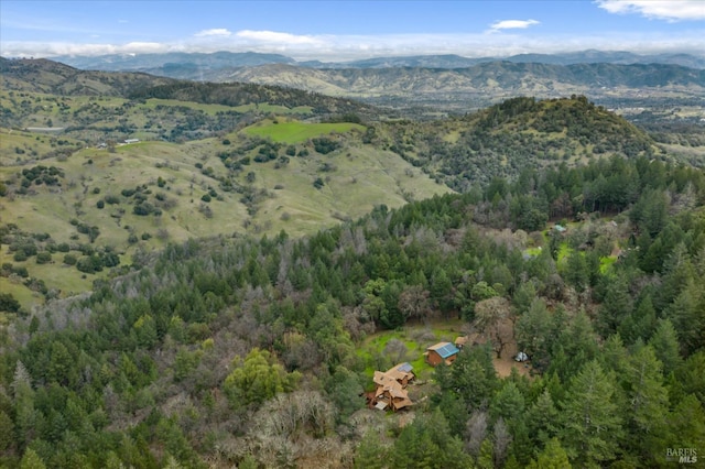 drone / aerial view with a mountain view