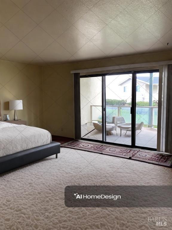 unfurnished bedroom featuring access to outside and carpet flooring