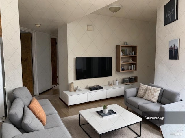 living area featuring wood finished floors