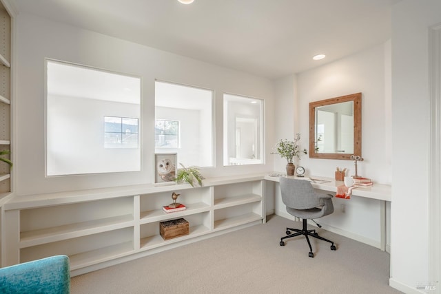 view of carpeted home office