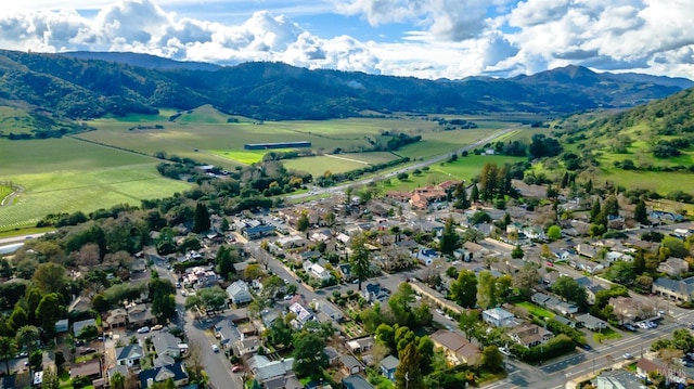 aerial view with a mountain view