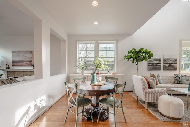 dining room with light hardwood / wood-style floors and a wealth of natural light